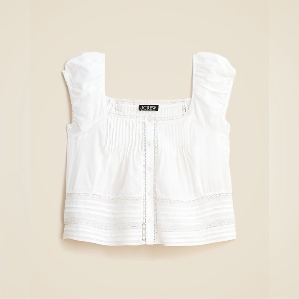 J. Crew Cap-sleeve lace-trim top in cotton voile